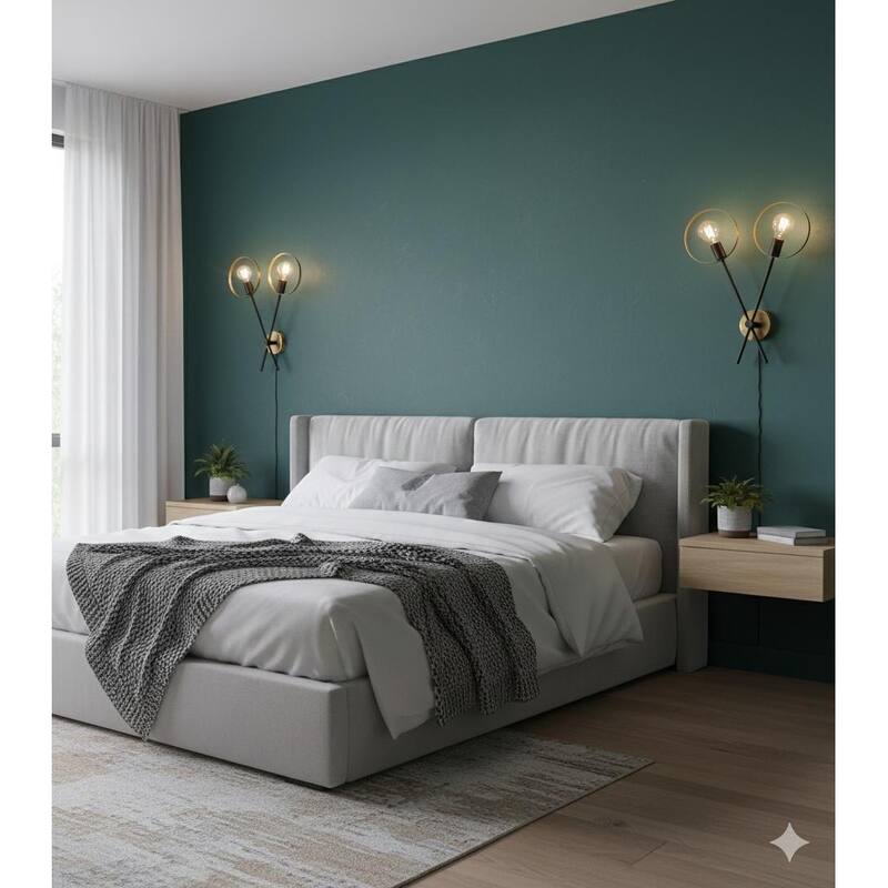 Industrial 2-Light Black and Brushed Brass Wall Sconce