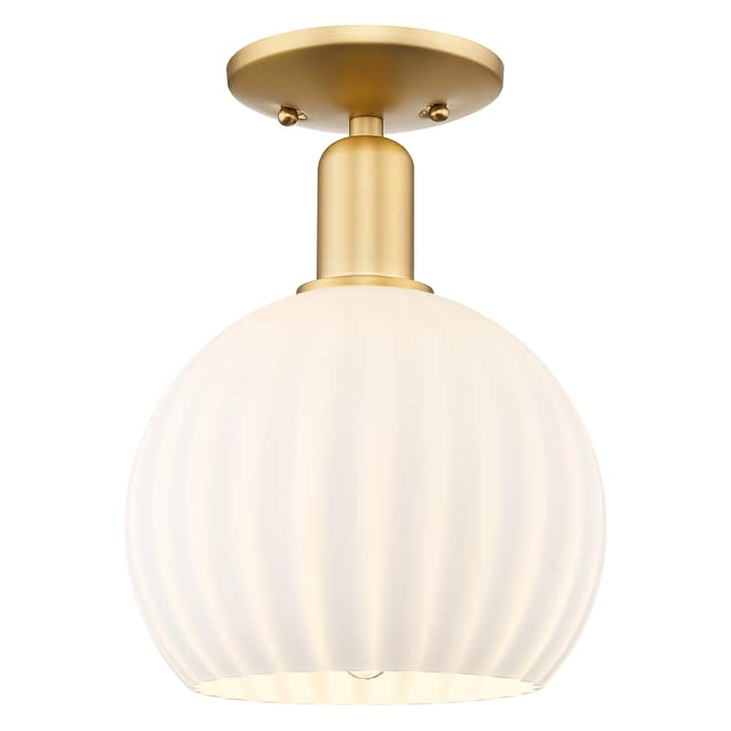 Innovations Lighting Endless Possibilities Arcadia - White Venetian - 1 Light 10" Semi-Flush Mount - Satin Gold