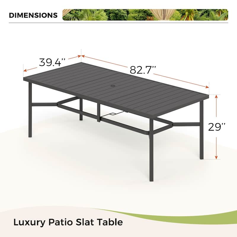 MAISON ARTS 9 Piece Patio Dining Set with 8 Stackable Textilene Chairs and 1 Metal Table