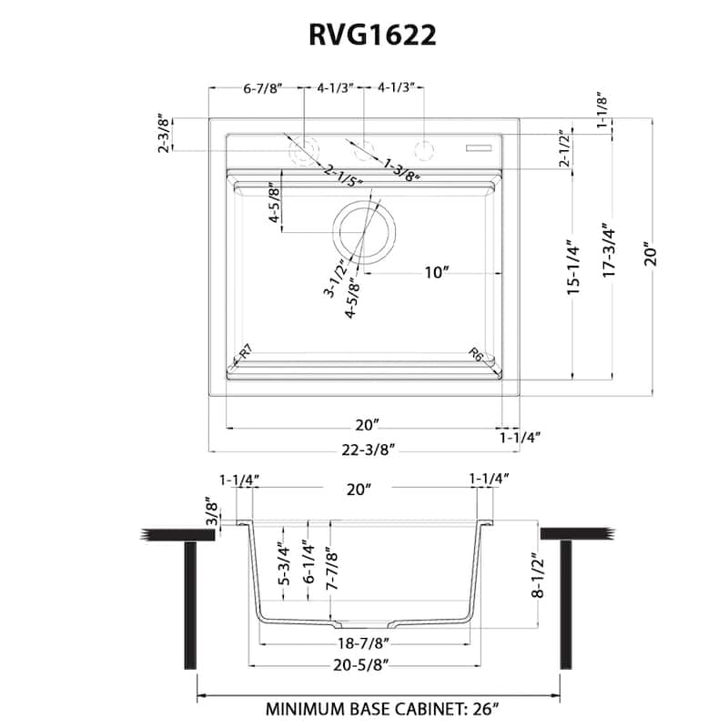 Ruvati 23-inch epiCube Granite Composite Workstation Drop-in Bar Prep Sink Matte White - RVG1622WH