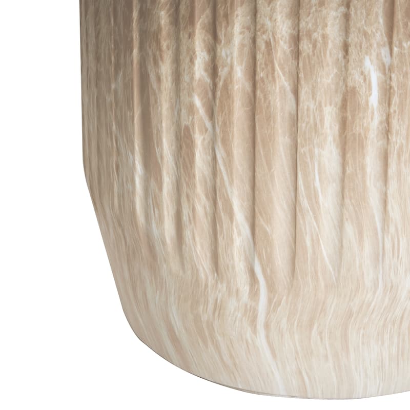 Roomfitters Outdoor Carved Side Table with Fluted Detailing, Patio and Living Room Accent Table