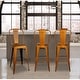 preview thumbnail 2 of 25, High Back Metal Barstool with Black/Brown Leather Cushion-Set of 4 Orange