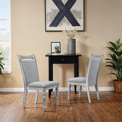 Upholstered Turned Leg Dining Chairs,Set of 2