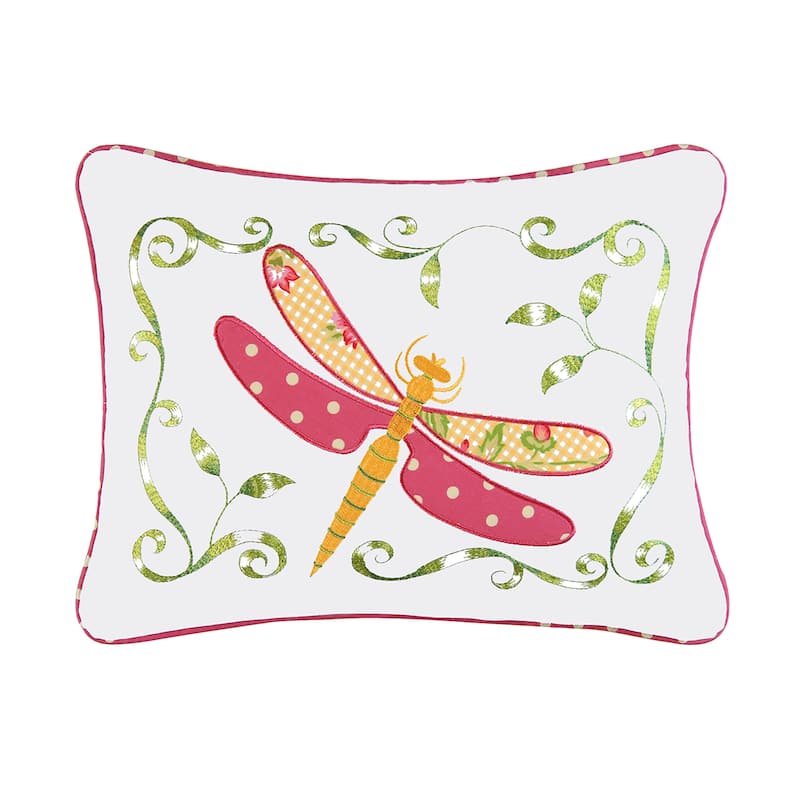 14" x 18" Pink Dragonfly Applique Pillow