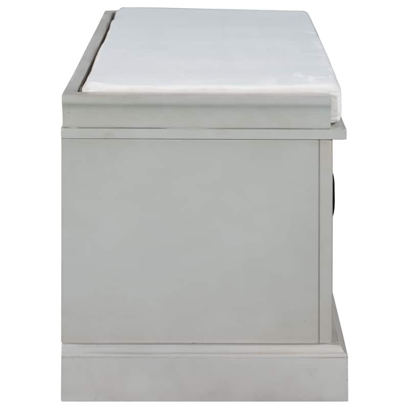Storage Bench with 2 Drawers, 2 Cabinets and Removable Cushion - 42.5"L x 15.9"W x 17.5"H