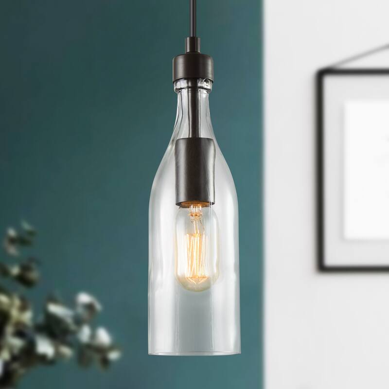 Modern Farmhouse 1-Light Bottle Glass Island Pendant Lights for Dining Room