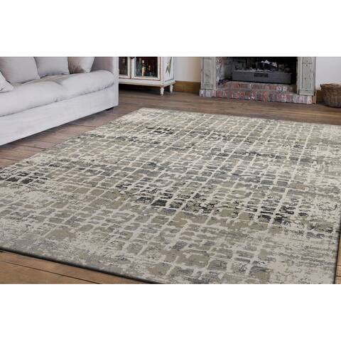 Dynamic Rugs Astoria Cream/Grey Polyester & Polypropylene Area Rug