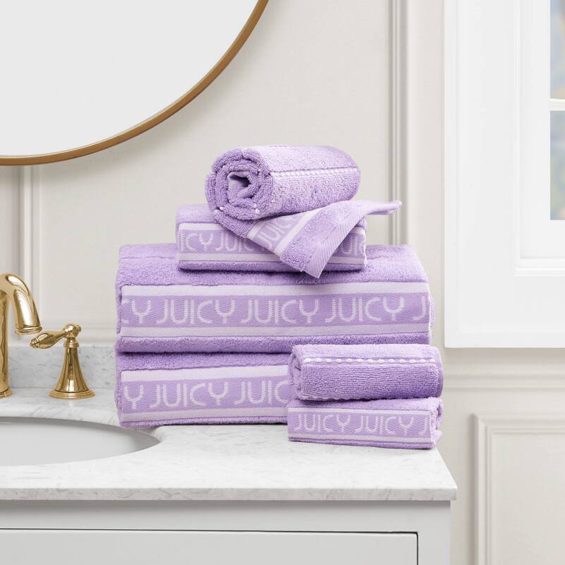 Juicy Couture 6-Piece Towel Set 2 Bath Towels 2 Hand Towels 2 Washcloths - 28"x54"/16"x26"/12"x12"