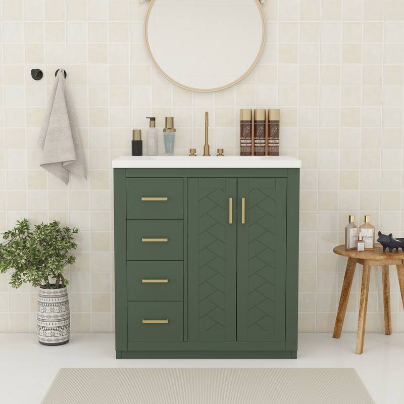 30" Bathroom Vanity with Ceramic Sink