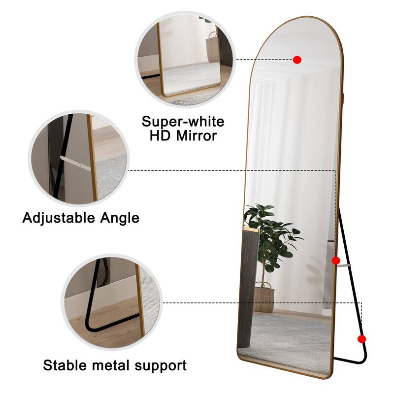 64.9" * 23.2" Aluminum Alloy Metal Frame Arched Wall Mirror, Bathroom Makeup Mirror, Bedroom Porch, Clothing Store