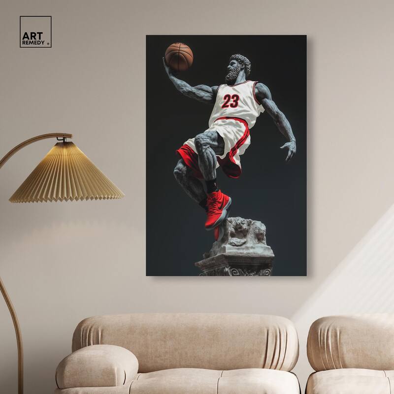 Basketball White Uniform Canvas by Art Remedy, Gallery Wrapped