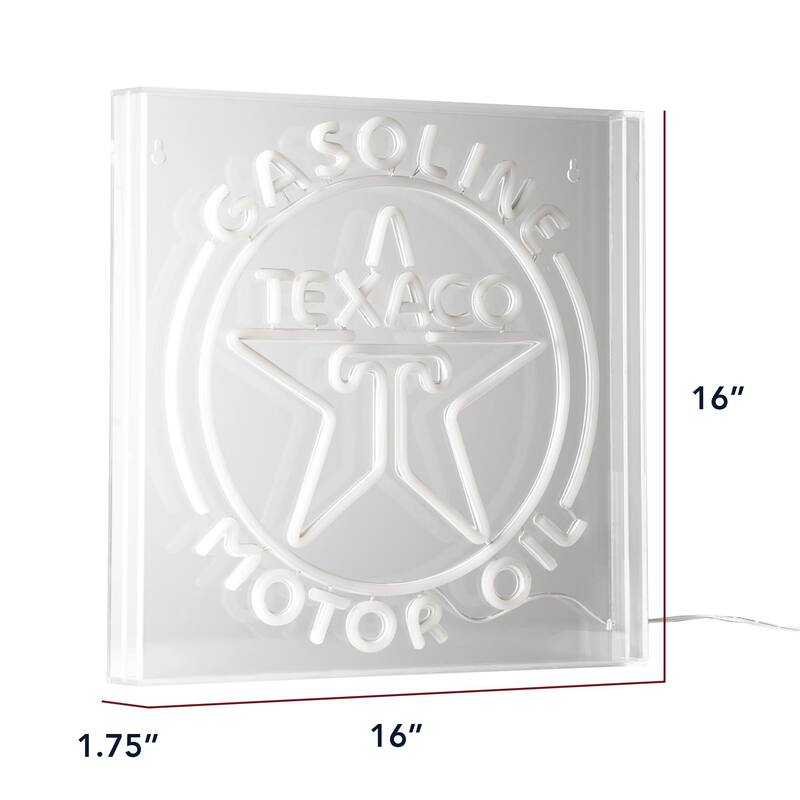 Licensed Texaco Gasoline Motor Oil Acrylic LED Wall Decor Sign - 16" x 16" - 16" x 16"