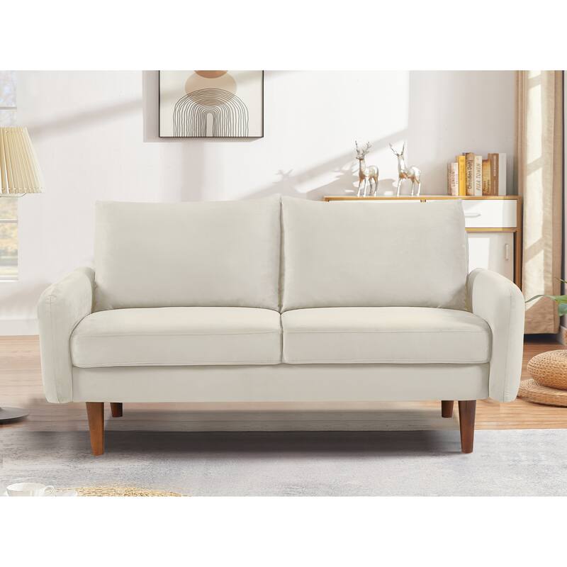 US Pride Furnitirue 58''W Tapered Legs Kent Velvet Loveseat - Ivory