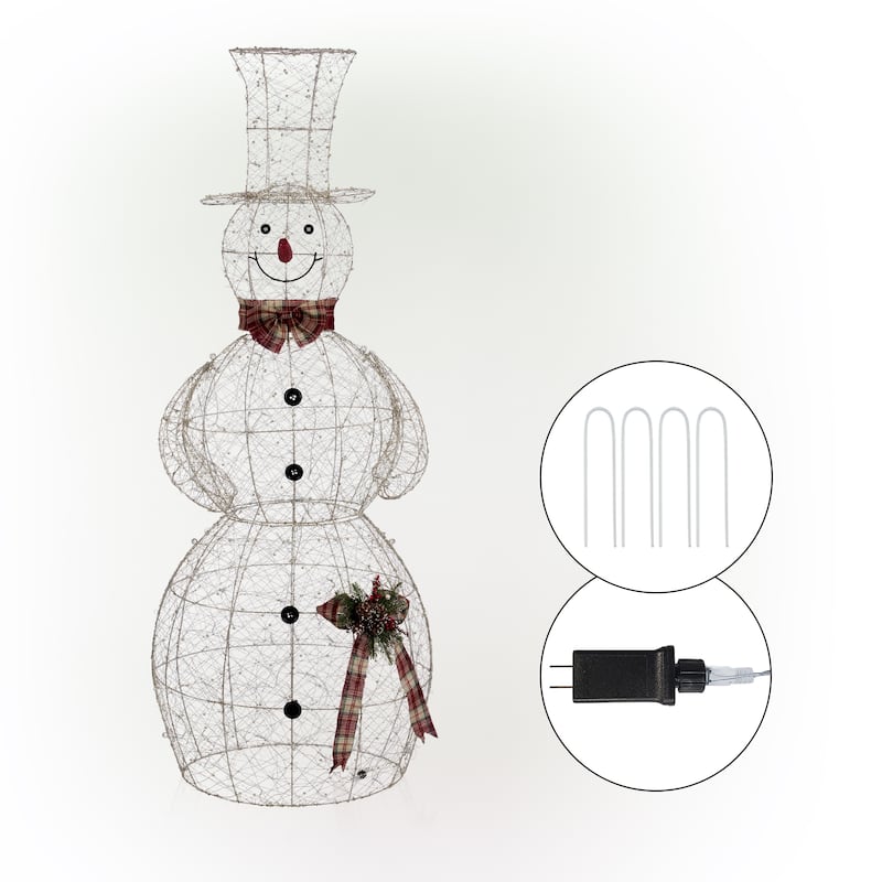 Alpine Corporation Gold Wire Holiday Décor Snowman with Warm White LED Lights