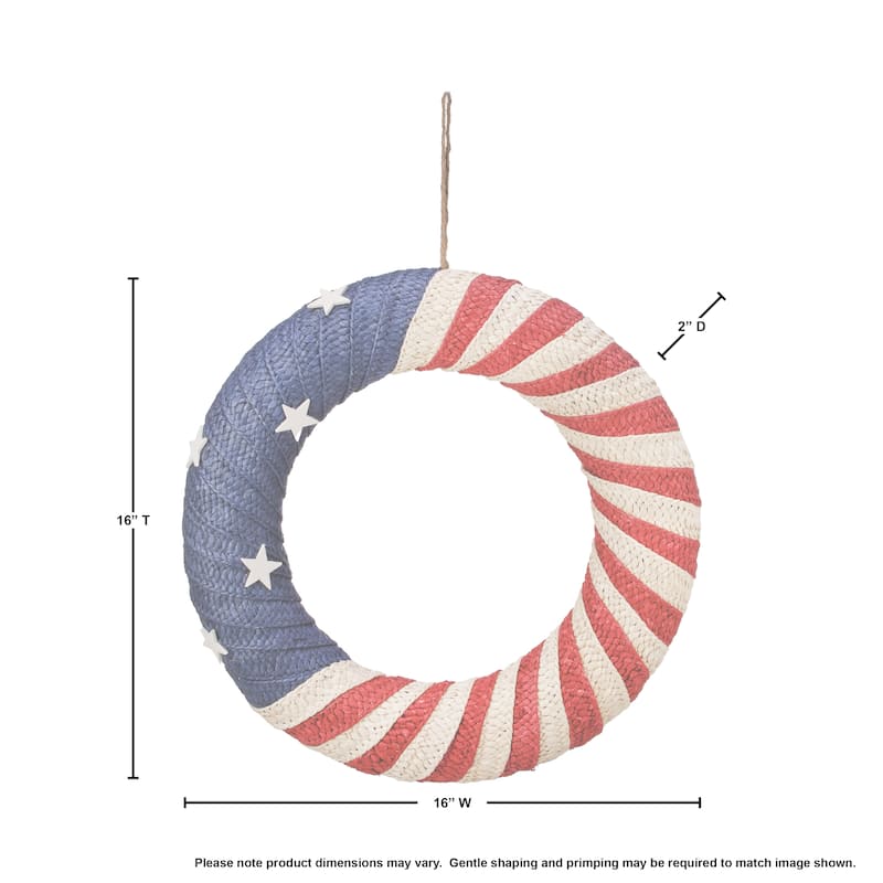 Rattan Wrapped Americana Wreath 16"