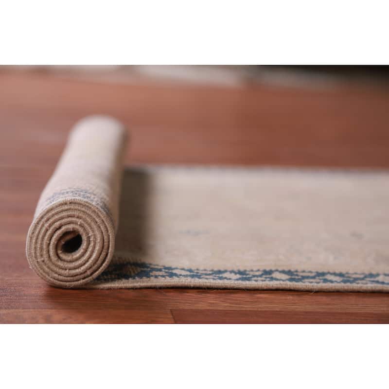 Hand Knotted Oriental 100% Wool Carpet Transitional Geometric Peach Oushak Runner Rug - 13' 8'' X 2' 4''