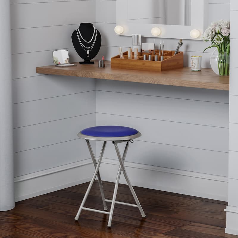 Lavish Home 18-Inch Folding Stool, Blue - Royal Blue