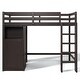 preview thumbnail 14 of 18, Espresso Twin Size Loft Bed with Wardrobe, Storage Shelves, and Ladder