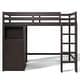 preview thumbnail 14 of 32, Loft Bed Twin Size Wood Loft Bed Frame with Wardrobe Underneath, Kids Bedroom Loft Bed with Ladder and Safety Guardrail