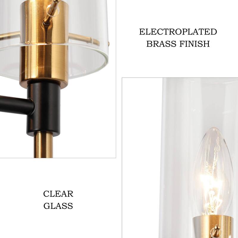 Alva Modern Farmhouse 3-Light Black Gold Chandelier Glass Pendant Light for Dining Room