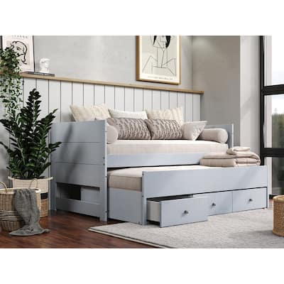 Taylor & Olive Begonia Twin Bed with Twin Trundle & 3 Built in Drawers