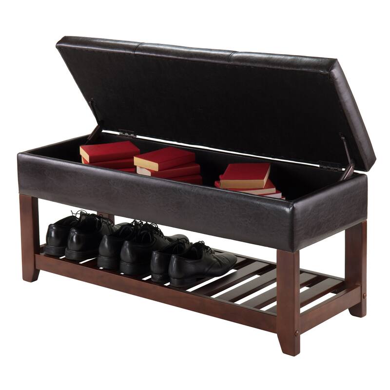 Monza Storage Chest Bench, Espresso and Walnut - 42.52"W x 15.75"D x 20.47"