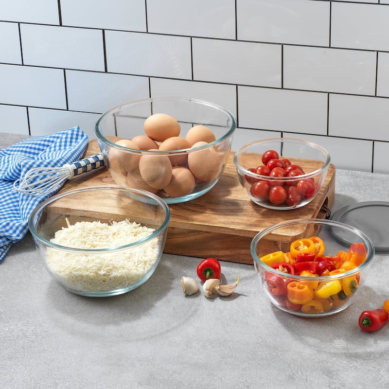 JoyFul by JoyJolt Set of 4 Glass Mixing Bowls With Lids - 16.5 oz, 33.5 oz, 50.5oz, 67.5oz