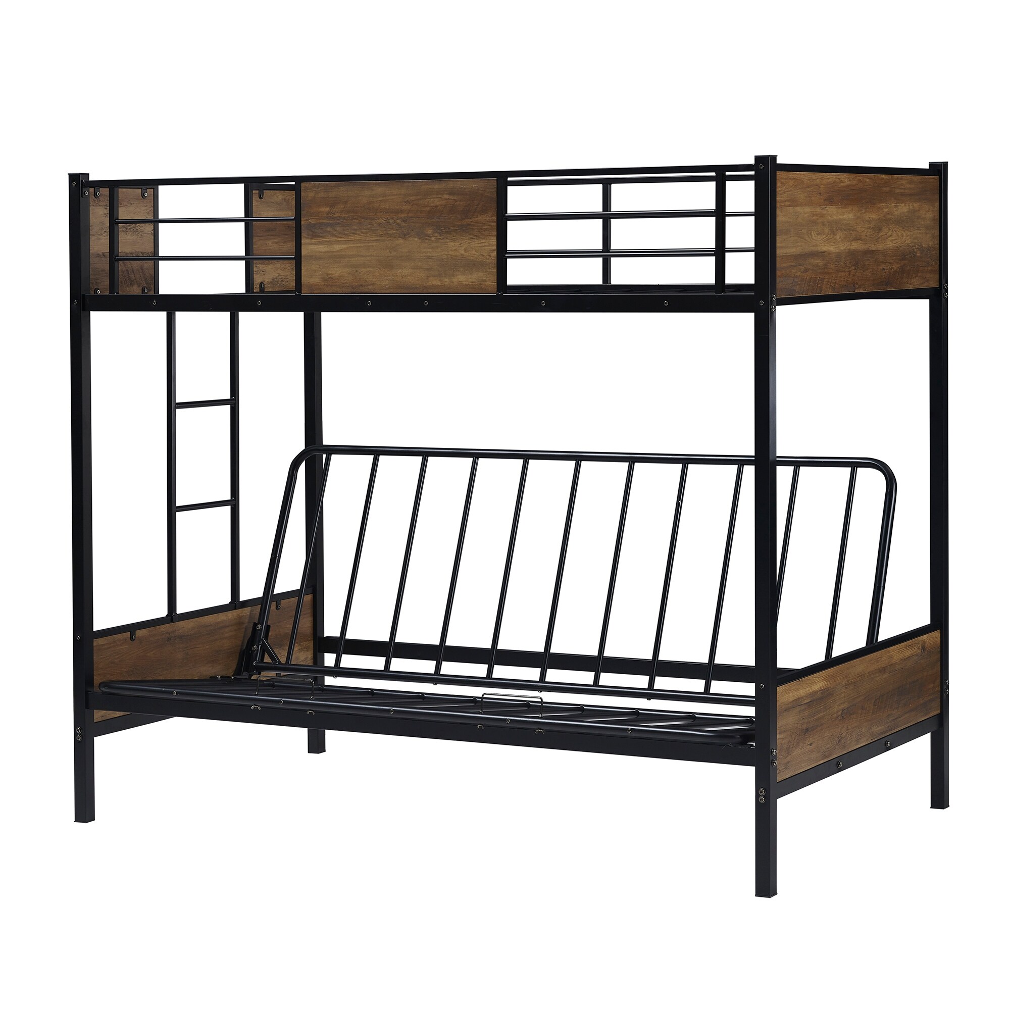 Twin-Over-Futon Bunk Bed, Metal Futon Bunk Bed Frame with ...
