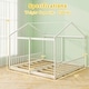 preview thumbnail 4 of 7, White Twins House Double Floor Bed with Safety Guardrails and 14 Plywood Slats - 82" x 81" x 70" (L x W x H)