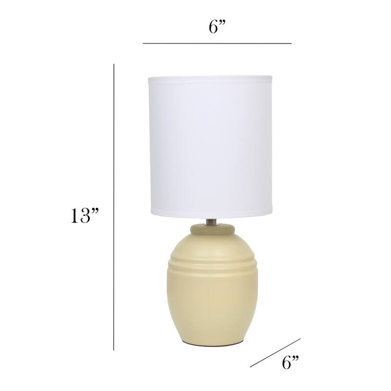 Mini Classic Jar Ceramic Table Lamp with White Drum Shade - 19.5" - Beige
