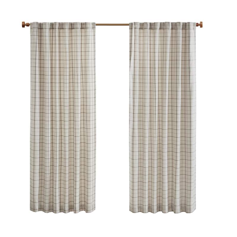 Madison Park Anaheim Plaid Rod Pocket and Back Tab Single Curtain Panel with Fleece Lining
