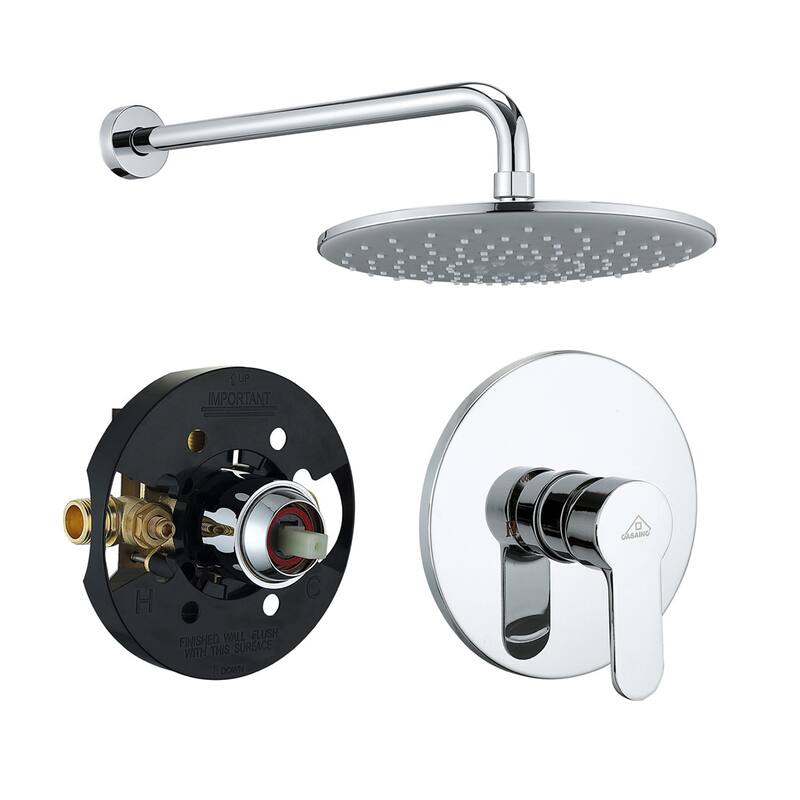 Single-Handle 1-Spray Pattern 10 in. with 1.8 GPM Wall Mount Square Shower Faucet - 9 inch - Chrome