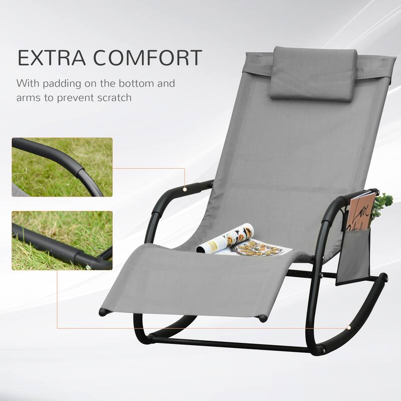 Outsunny Rocking Recliner Seat with Removable Headrest, Breathable Mesh Fabric for Garden and Patio