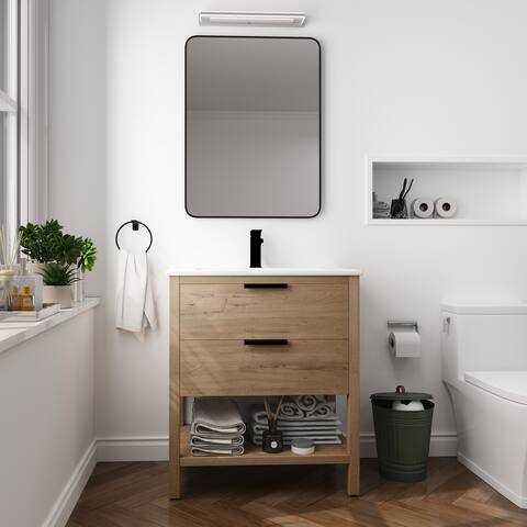 Beingnext Bathroom Vanity with Sink 30 Inch, Single Sink Freestanding Bathroom Vanity With 2 Soft Close Drawers