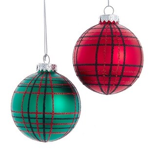 Kurt Adler Set 6 Palline Di Natale In Vetro | 80mm, Glitter E Paillettes Argento