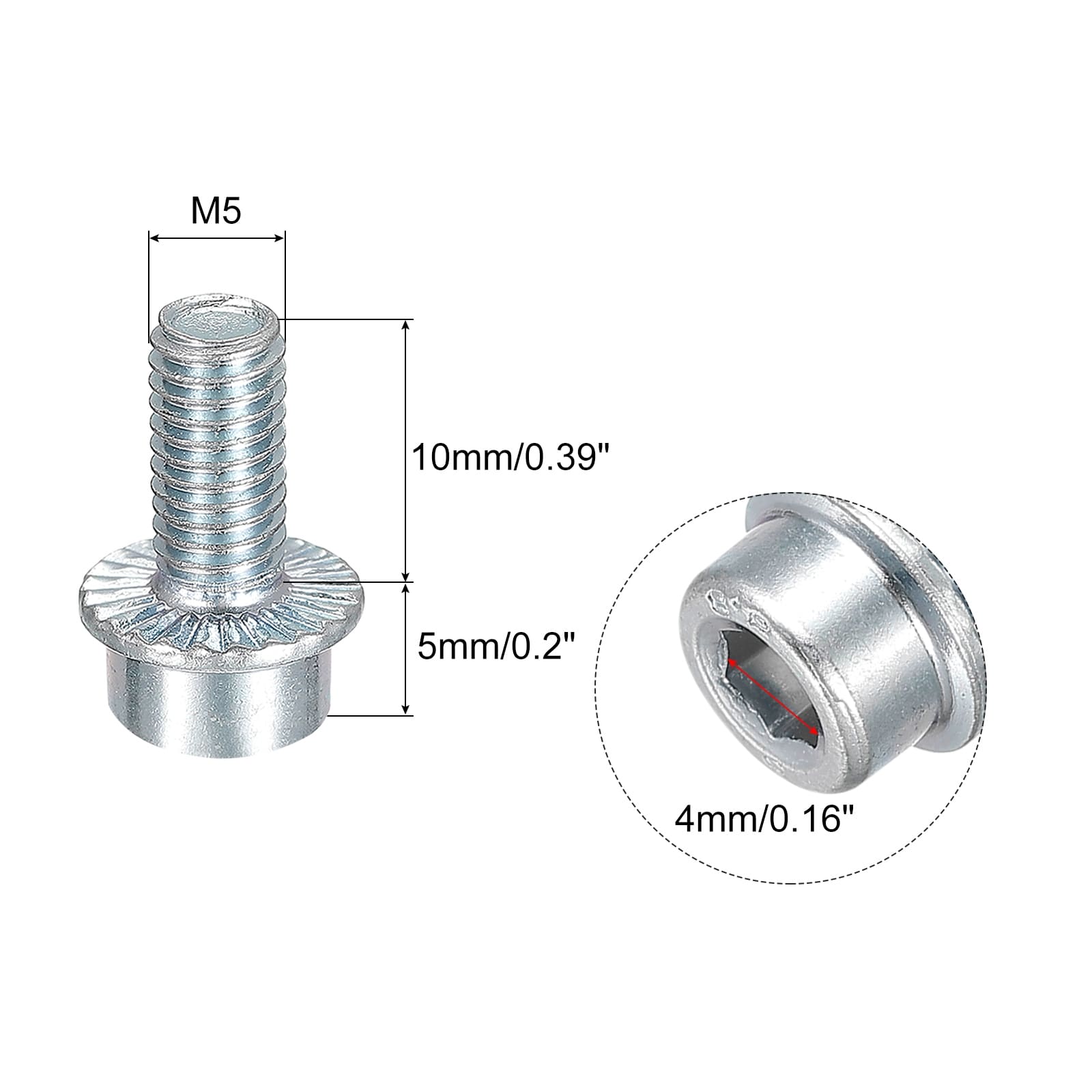 Flanged Socket Head Cap Screws, Carbon Steel Hex Socket Head Serrated Flange Bolts Machine Screws