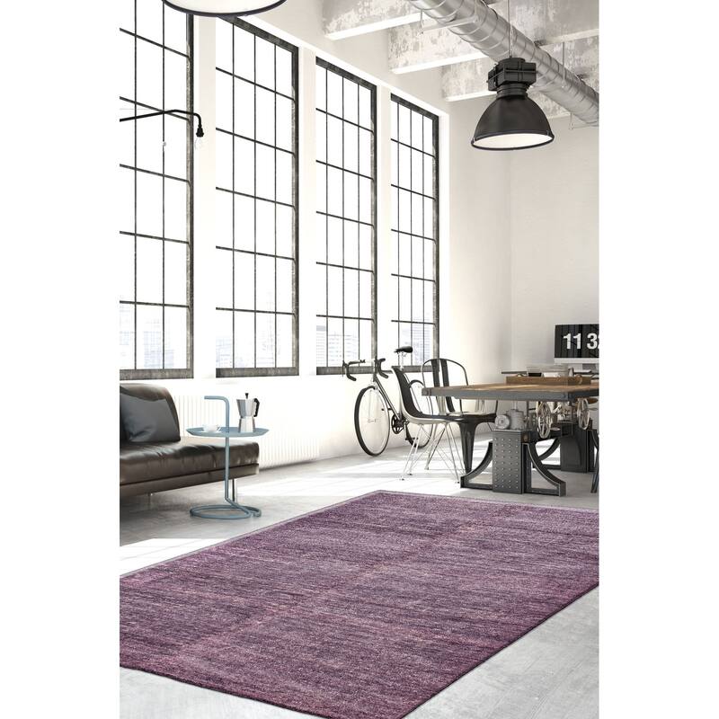 ECARPETGALLERY Hand-knotted Loreto Purple Silk Rug - 6'6 x 9'10