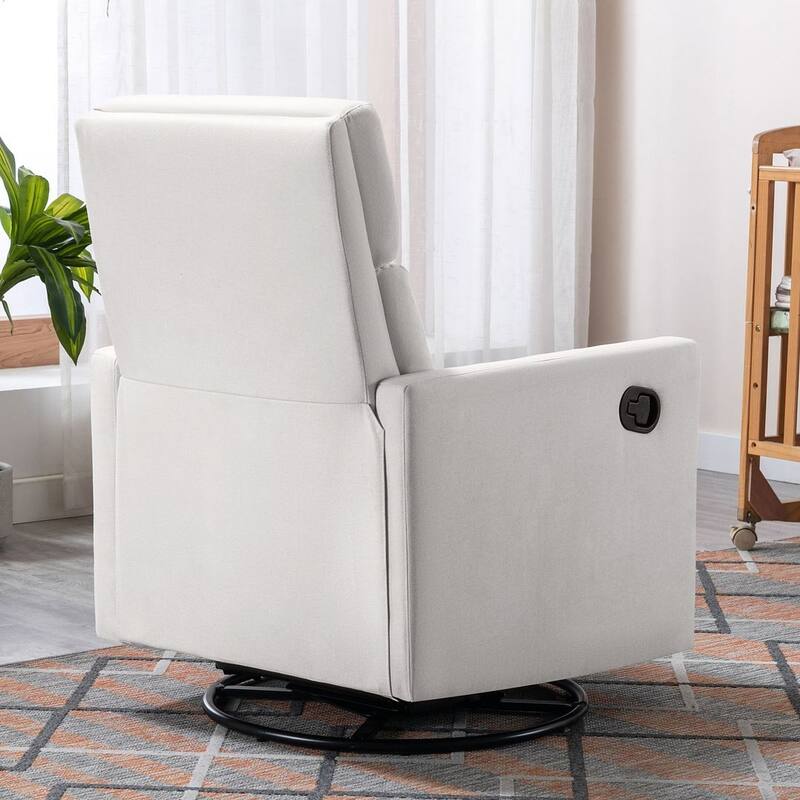 Modern 360° Swivel Sliding Linen Upholstered Recliner