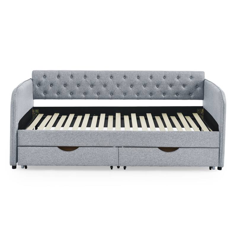 Twin Size Upholstery Daybed with Trundle Bed