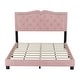 preview thumbnail 4 of 40, Queen Size Velvet Platform Bed with Tufted Headboard and Rivet Design