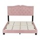 preview thumbnail 4 of 40, Upholstered Queen Bed Frame with Rivet Accents, Velvet Tufted Headboard