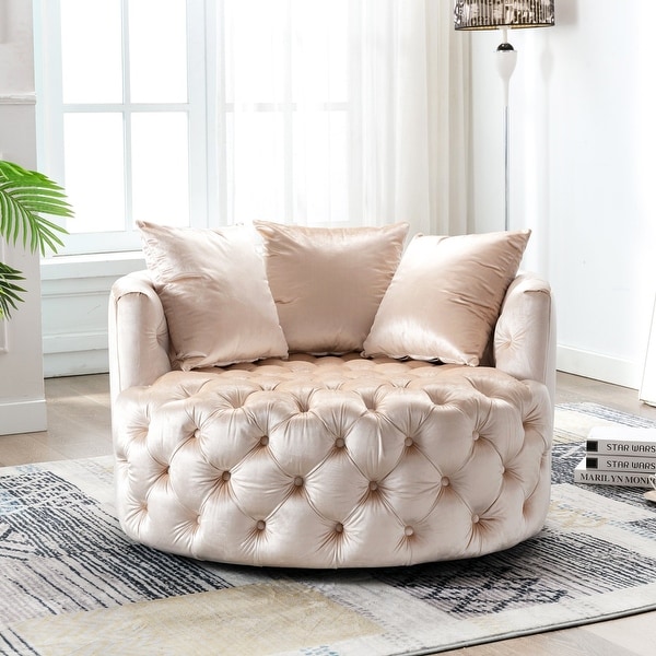 Round tufted swivel chair deals