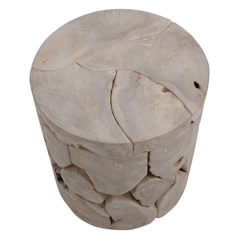 Scarlett 18-inch Round Bleached Teak Root Block Style End Table