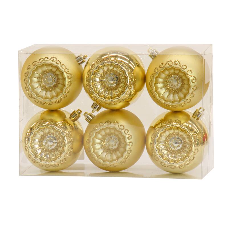 National Tree Company 6-Piece Shatterproof Glittering Gold Ornaments - 3 in