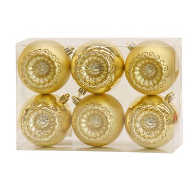 National Tree Company 6-Piece Shatterproof Glittering Gold Ornaments - 3 in