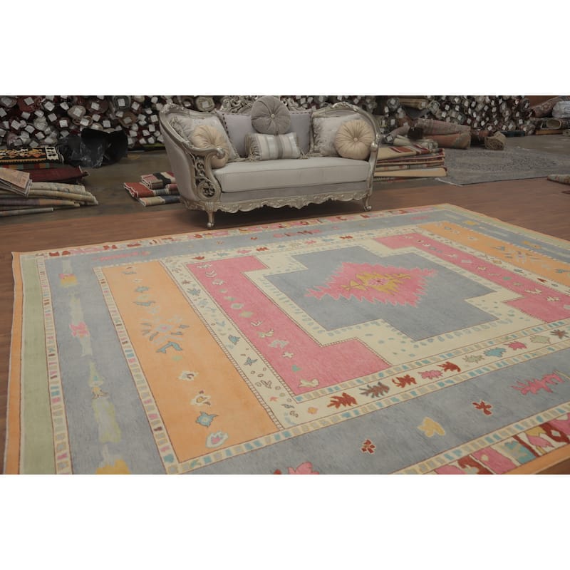 Vegetable Dye Geometric Gabbeh Turkish Large Rug Handmade Wool Carpet - 13' 10'' X 10' 5''