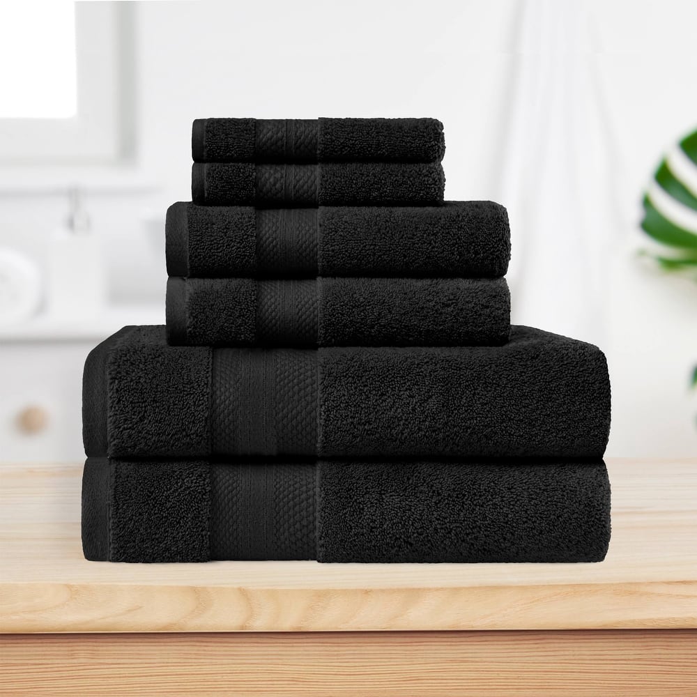 Superior Turkish Cotton 6 Piece Solid Plush Heavyweight Towel Set