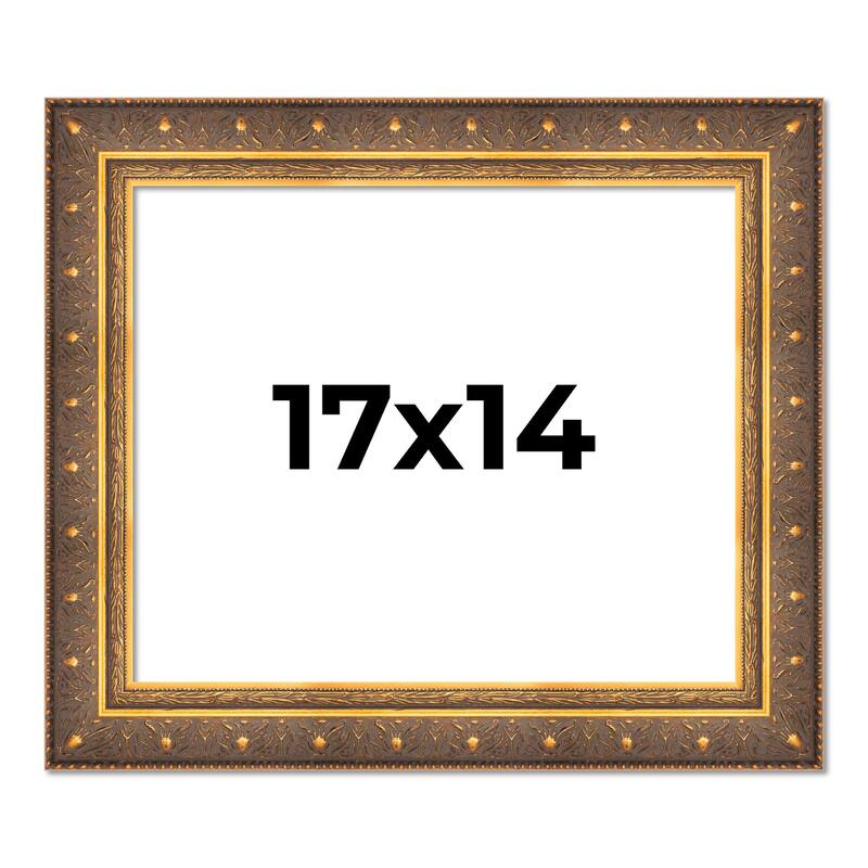 17x14 Frame Vintage Gold Solid Wood Picture Frame | 2.5 Inch Moulding