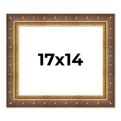 17x14 Frame Vintage Gold Solid Wood Picture Frame | 2.5 Inch Moulding