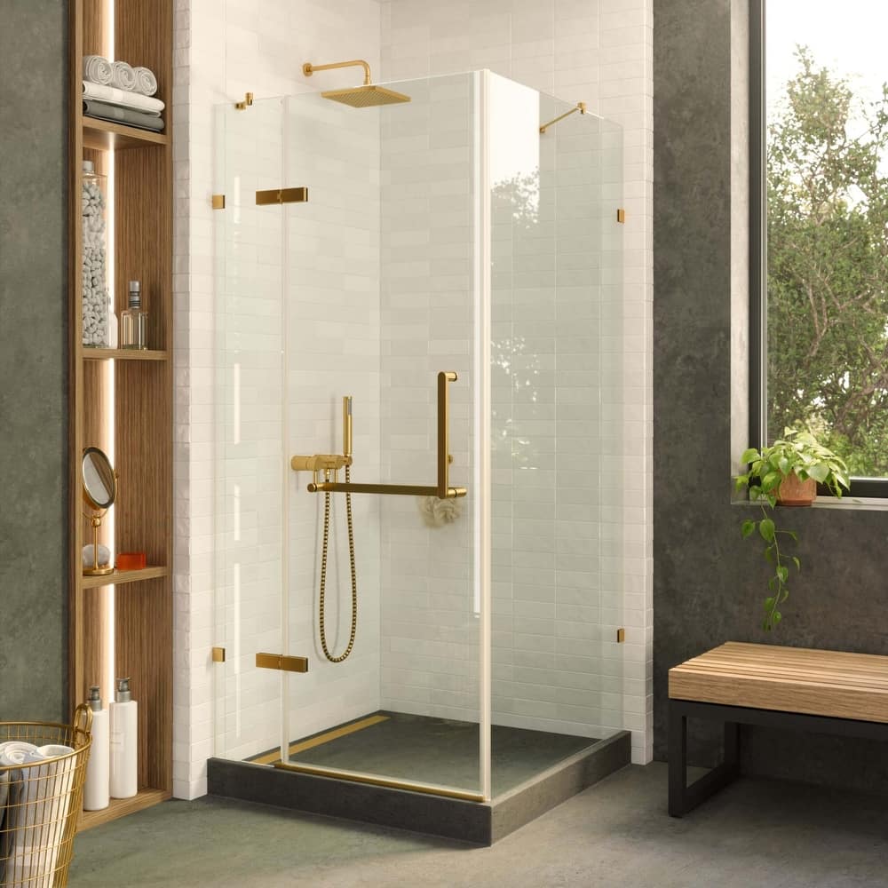 Fine Fixtures Frameless Shower Enclosure Hinged Glass Shower Door - Tempered Glass